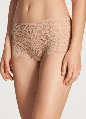 CALIDA Natural Comfort Lace Panty, regular cutfür Damen, XXS, Beige, Beste Baumwolle, zarte Spitze, kompromissloser Komfort