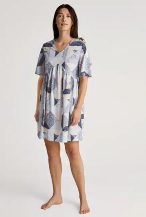 CALIDA Favourites Joy II Nightshirt, Länge 95 cmfür Damen, XXS, Blau, Mix it & Match it