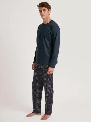 CALIDA Relax Comfy 5 Pyjama, langfür Herren, S, Blau, In wärmender Baumwolle durch eine erholsame Nacht