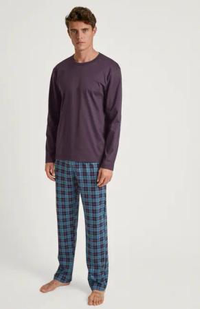 CALIDA Relax Comfy 6 Pyjama, langfür Herren, S, Türkis, In wärmender Baumwolle durch eine erholsame Nacht