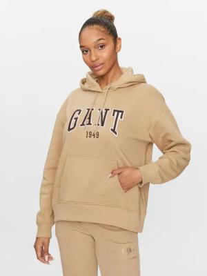 Gant Sweatshirt Rel Logo Hoodie 4200726 Khakifarben Relaxed Fit