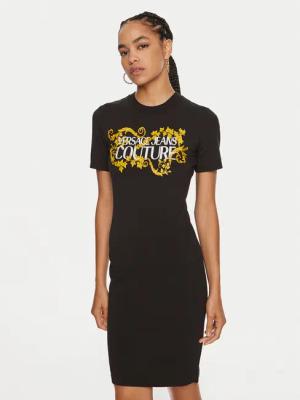 Versace Jeans Couture Kleid für den Alltag 77HAOE05 CJ02E Schwarz Slim Fit