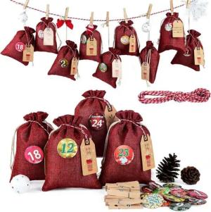 LuxusKollektion befüllbarer Adventskalender Adventskalender zum Befüllen Groß 24 Weihnachtssäckchen Jutebeutel