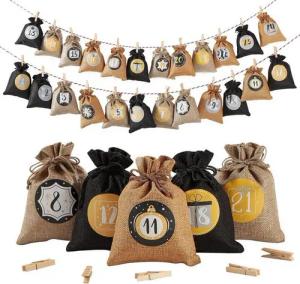 LuxusKollektion befüllbarer Adventskalender Adventskalender Jutesäckchen zum Befüllen 24 Groß, Weihnachtskalender