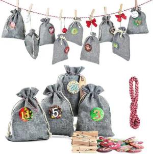 LuxusKollektion befüllbarer Adventskalender Adventskalender zum Befüllen Groß 24 Jutesäckchen Weihnachtssäckchen