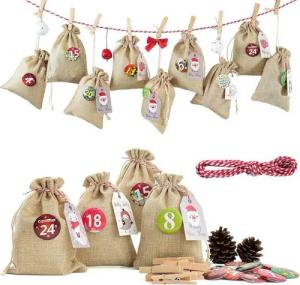 LuxusKollektion befüllbarer Adventskalender Adventskalender zum Befüllen Groß Weihnachtskalender Jutesäckchen 2023