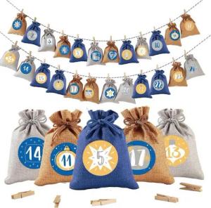 LuxusKollektion befüllbarer Adventskalender Adventskalender zum Befüllen Jutesäckchen 24 Groß Geschenksäckchen