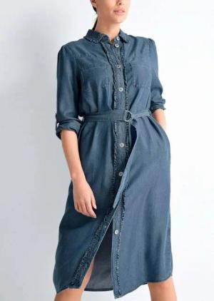 Alba Moda Midikleid Jeanskleid mit Knopfleiste