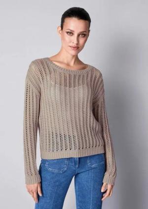 Alba Moda Strickpullover Pullover mit Lochstrickmuster