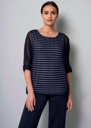 Alba Moda Kurzarmbluse Bluse in Streifendessin