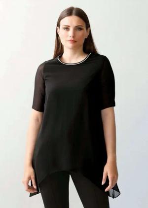 Alba Moda Kurzarmshirt Longshirt mit Zipfelsaum