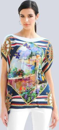 Alba Moda Kurzarmbluse Bluse in Tuchdruckoptik