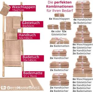 DecoHomeTextil Heimtextilmanufaktur Handtuch Handtuch Set 100% Baumwolle hochwertig kuschelweich saugstark