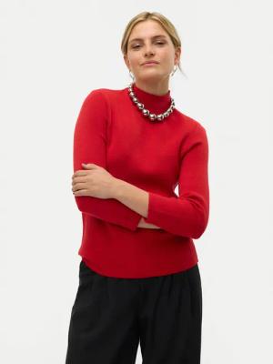 Vero Moda Rollkragenpullover Gold 10320585 Rot Regular Fit