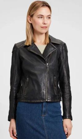 Mauritius Lederjacke "MWPeggie", im Vintage-Look, asymetrischer Reißverschluss, Reverskragen
