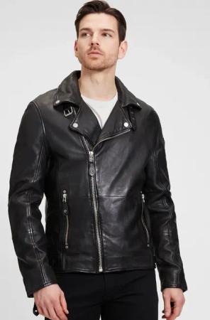 Mauritius Lederjacke "Mavric SF NSLV", im Biker-Style, asymetrischer Reißverschluss, Nieten