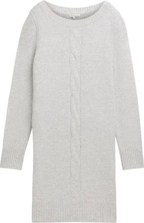 TOM TAILOR Damen Strickkleid mit Zopfmuster, grau, Meliert, Gr. 40