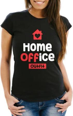 MoonWorks Print-Shirt Damen T-Shirt Aufdruck Home-Office Outfit Arbeit zuhause Frauen Fun-Shirt Büro Spruch lustig Moonworks® mit Print