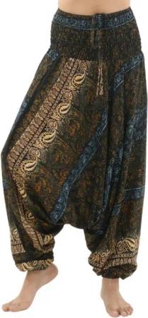 PANASIAM Pumphose Sommerliche Aladinhose aus 100% Viskose farbenfrohe Baggy Hose bequeme Goa Haremshose Relaxhose Unisex Pluderhose Pumphose weite Freizeithose