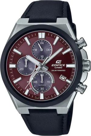 CASIO EDIFICE Chronograph EFS-S630BL-5AVUEF, Solaruhr, Armbanduhr, Herrenuhr,Saphirglas, Stoppfunktion,Lederarmband