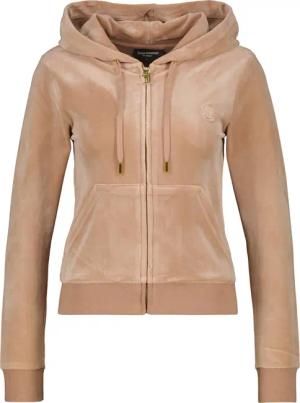 Juicy Couture Kapuzennickijacke "ROBERTSON HOODIE GOLD HARDWARE Damen", mit Kapuze, Trainingsjacke Damen, Sweatjacke mit Kapuze, Velour, mit Glitzer, Sale