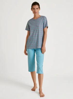 CALIDA Capri-Pyjama, (2 tlg.), mit Rundhalsausschnitt und überschnittenen Schultern