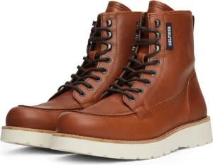 Tommy Hilfiger Schnürboots "TH AMERICAN PREM CHECK LTH BOOT", Plateau, Herbstmode, Schnürstiefelette mit Label
