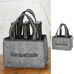 CEPEWA Flaschenträger Flaschenträger 'Feierabendtasche' 22,5x15x14cm grau Filz 6 Flaschen