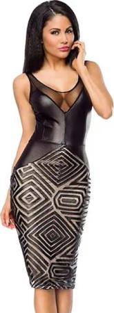 Atixo Etuikleid Kleid mit Wetlook Midikleid Etuikleid Partykleid Clubkleid