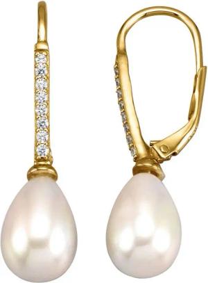 Firetti Paar Ohrhänger Schmuck Geschenk Silber 925 Ohrschmuck Ohrringe Tropfen, mit Zirkonia (synth) - mit Süßwasserzuchtperle
