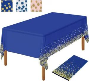 LuxusKollektion Tischdecke Dunkelblaue goldene Party-Tischdecke 137 x 274 cm goldene Punkte