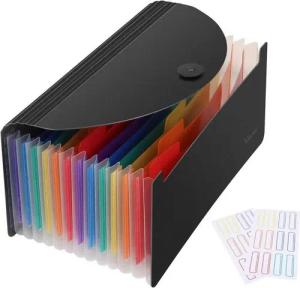 LuxusKollektion Fächermappe Ordnungsmappe mit 13 Fächern Kunststoff Regenbogen Design
