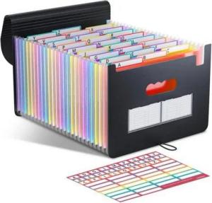 LuxusKollektion Fächermappe Dokumentenmappe A4 26 Taschen Akkordeon Ordner Tragbar Sortiermappe