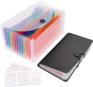 LuxusKollektion Fächermappe Ordnungsmappe 13 Fächer 2 Stück Kunststoff Schwarz Transparent