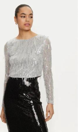 ONLY Bluse Spacy 15331803 Silberfarben Cropped Fit