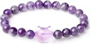 LuxusKollektion Ketten und Armband Set Kristalle Katzen Armband Damen Kawaii Cute Geschenke Naturstein Perlen