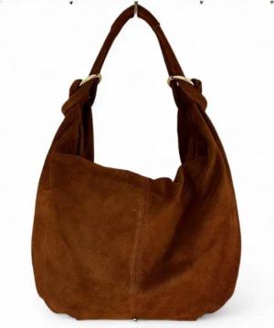 Cocopop Studio Schultertasche Schultertasche Damen aus Wildleder, Hobo Shopper, Made in Italy