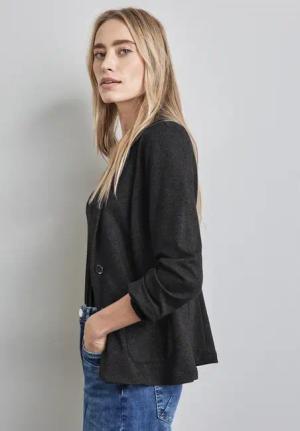Street One Frauen Melange-Look Blazer in Schwarz, Gr: 40