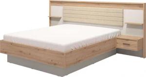 INOSIGN Bettgestell "Modena Liegefläche 160x200cm, FSC-zertifizierter Holzwerkstoff", (3-tlg., Bett und 2 Wandpaneele mit Nachtkommoden), Bettanlage, mit teilgepolstertem Kopfteil