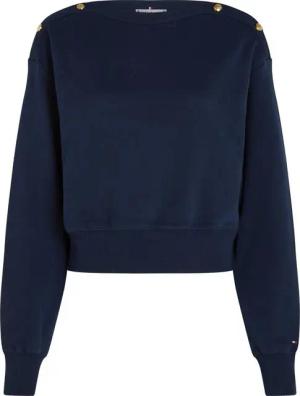 Tommy Hilfiger Curve Sweatshirt CRV GOLD BTN BOAT-NK SWTSHRT in Großen Größen, mit goldfarbenem Knopf, U-Boot Ausschnitt