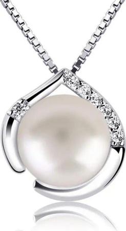 LuxusKollektion Kette und Anhänger Set Perle Halskette Damen 925 Silber Anhänger Herzsprache Süßwasserperlen