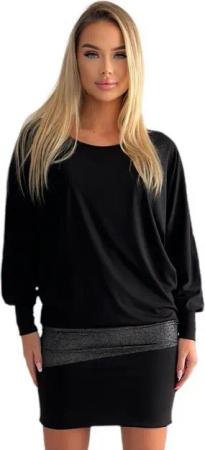 Mississhop Partykleid Damen Minikleid festlich Glitzer Kleid Pulli Tunika S M L XL XXL 9531