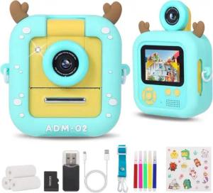 ZUEOKAI 3 Druckpapieren & 32GB Karte Kinderkamera (mit 180°-Drehobjektiv Silikonhülle, Geschenke für Mädchen und Jungen)