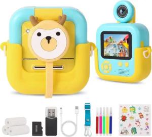 ZUEOKAI Kinderkamera (10x opt. Zoom, mit 1080P Videoaufnahme, Typ-C-USB, 32GB SD-Karte, Silikonhülle)