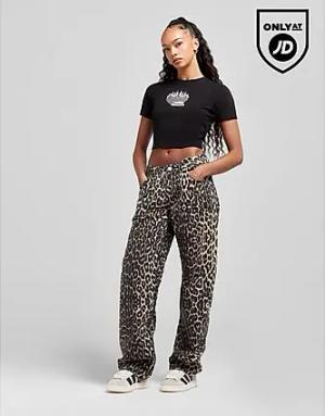 Unlike Humans Mid Rise Leopard Jeans - Damen, Beige