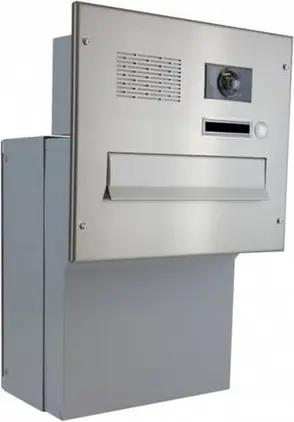 Letterbox24 Briefkasten F-046 Edelstahl Kamera Durchwurfbriefkasten mit Video 7 (Klingel, Sprechsieb, Busch-Jäger Kamera- + Audiomodul + Systemzentrale), mit Video-Innenstation Video 7'' in schwarz