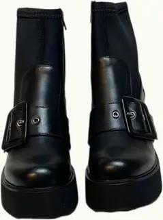 LaMarta schwarze Stiefeletten mit Absatz für Damen, winterschuhe damen Schnürstiefel