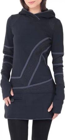 PUREWONDER Sweatkleid Kapuzenpullover-Kleid dr21 zweifarbiges Hoodie-Kleid