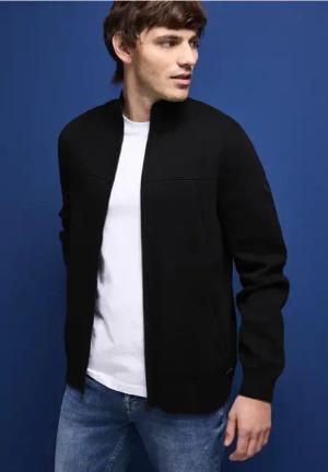 Street One MEN Männer Feinstrickjacke mit Zipper in Schwarz, Gr: L