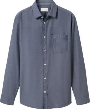 TOM TAILOR Herren Regular Fit Hemd mit Struktur, blau, Gemustert, Gr. S